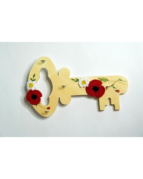 Happy Threads Key Holder With Crochet Motifs (Red)